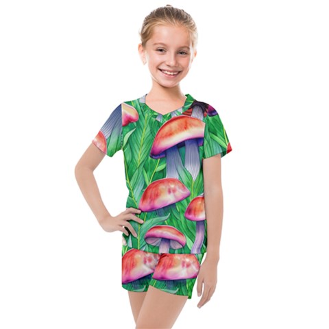 A Forest Fantasy Kids  Mesh Tee And Shorts Set by GardenOfOphir