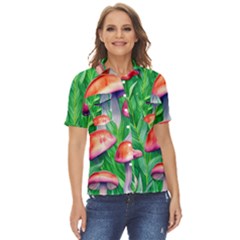 A Forest Fantasy Women s Short Sleeve Double Pocket Shirt