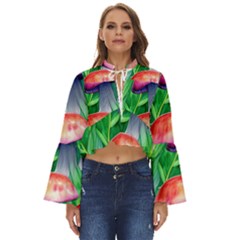 A Forest Fantasy Boho Long Bell Sleeve Top