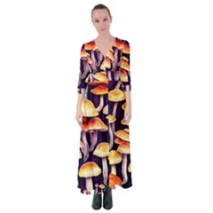 Forestcore Mushroom Button Up Maxi Dress