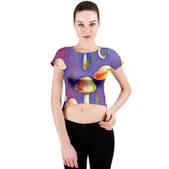 Farmcore Mushrooms Crew Neck Crop Top by GardenOfOphir