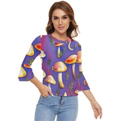 Farmcore Mushrooms Bell Sleeve Top