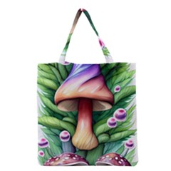 Tiny Mushroom Forest Antique Grocery Tote Bag by GardenOfOphir