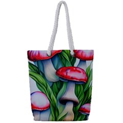 Woods Mushroom Forest Academia Core Full Print Rope Handle Tote (small) by GardenOfOphir