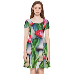 Woods Mushroom Forest Academia Core Inside Out Cap Sleeve Dress