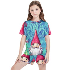 Mushroom Magic Kids  Tee And Sports Shorts Set by GardenOfOphir