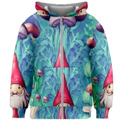 Mushroom Magic Kids  Zipper Hoodie Without Drawstring by GardenOfOphir