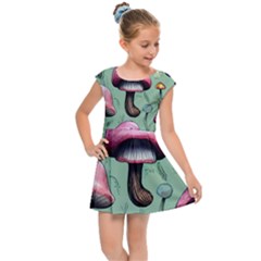 Boho Woods Mushroom Kids  Cap Sleeve Dress by GardenOfOphir