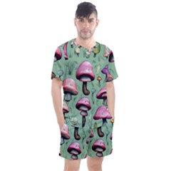 Boho Woods Mushroom Men s Mesh Tee And Shorts Set