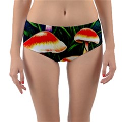 Mushroom Fairy Garden Reversible Mid-waist Bikini Bottoms by GardenOfOphir