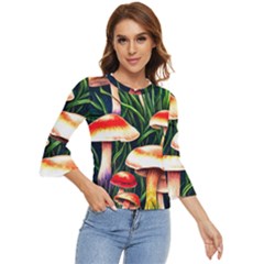 Mushroom Fairy Garden Bell Sleeve Top