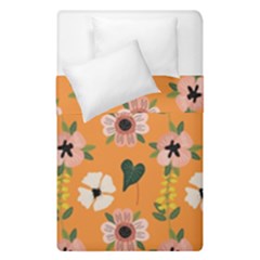 Flower Orange Pattern Floral Duvet Cover Double Side (single Size)