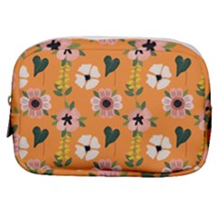 Flower Orange Pattern Floral Make Up Pouch (small)