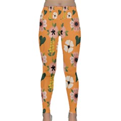 Flower Orange Pattern Floral Lightweight Velour Classic Yoga Leggings