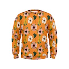 Flower Orange Pattern Floral Kids  Sweatshirt