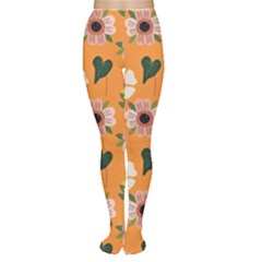 Flower Orange Pattern Floral Tights