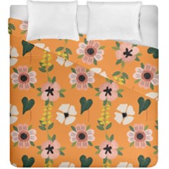 Flower Orange Pattern Floral Duvet Cover Double Side (king Size) by Dutashop