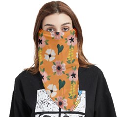 Flower Orange Pattern Floral Face Covering Bandana (triangle) by Dutashop