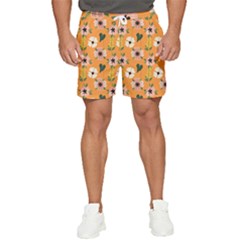 Flower Orange Pattern Floral Men s Runner Shorts by Dutashop