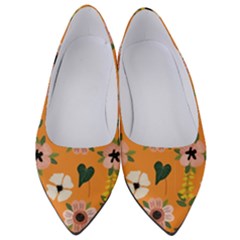 Flower Orange Pattern Floral Women s Low Heels