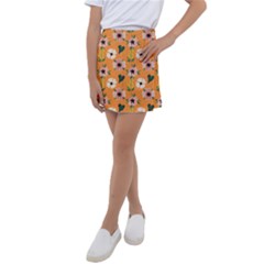 Flower Orange Pattern Floral Kids  Tennis Skirt by Dutashop