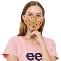 Flower Orange Pattern Floral Fitted Cloth Face Mask (adult) by Dutashop