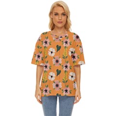 Flower Orange Pattern Floral Oversized Basic Tee