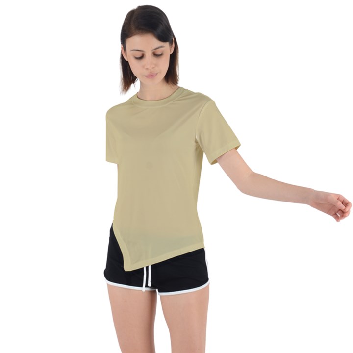 Soft Oat	 - 	Asymmetrical Short Sleeve Sports Tee