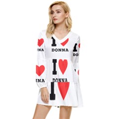 I Love Donna Tiered Long Sleeve Mini Dress by ilovewhateva