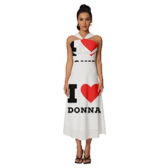 I Love Donna Sleeveless Cross Front Cocktail Midi Chiffon Dress