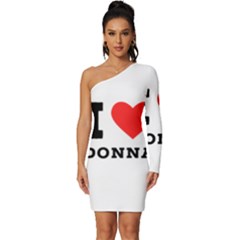 I Love Donna Long Sleeve One Shoulder Mini Dress