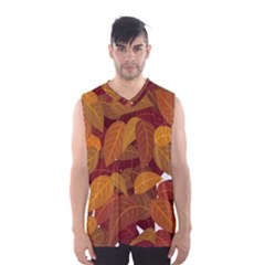 Watercolor Leaves Leaf Orange Men s Basketball Tank Top by Jancukart