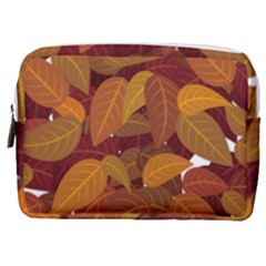 Watercolor Leaves Leaf Orange Make Up Pouch (medium)