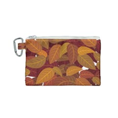 Watercolor Leaves Leaf Orange Canvas Cosmetic Bag (small) by Jancukart