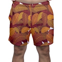 Watercolor Leaves Leaf Orange Men s Shorts