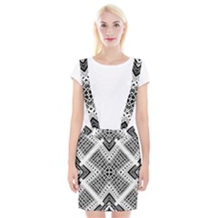 Black And White Modern Texture Seamless Print Fabric Pattern Braces Suspender Skirt