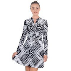 Black And White Modern Texture Seamless Print Fabric Pattern Long Sleeve Panel Dress by Jancukart