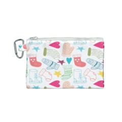 Cute Doodle Christmas Gloves And Stockings Seamless Pattern Canvas Cosmetic Bag (small)