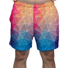 Multicolored Geometric Origami Idea Pattern Men s Shorts