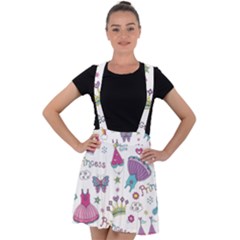 Princess Element Background Material Velvet Suspender Skater Skirt
