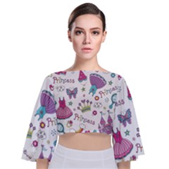 Princess Element Background Material Tie Back Butterfly Sleeve Chiffon Top