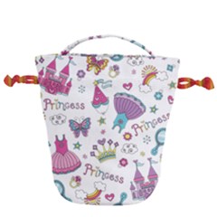 Princess Element Background Material Drawstring Bucket Bag