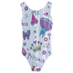 Princess Element Background Material Kids  Cut-Out Back One Piece Swimsuit