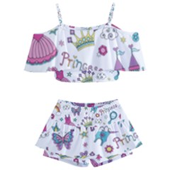 Princess Element Background Material Kids  Off Shoulder Skirt Bikini