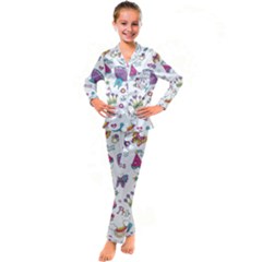 Princess Element Background Material Kid s Satin Long Sleeve Pajamas Set