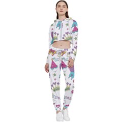 Princess Element Background Material Cropped Zip Up Lounge Set