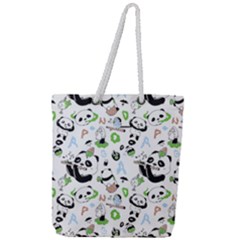 Giant Panda Bear Pattern Full Print Rope Handle Tote (large) by Jancukart