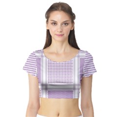 Square Purple Pattern Bead Purple Keffiyeh Purple Geometric Headdress Angle Violet Rectangle Short Sleeve Crop Top by Jancukart