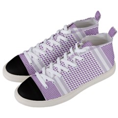 Square Purple Pattern Bead Purple Keffiyeh Purple Geometric Headdress Angle Violet Rectangle Men s Mid-top Canvas Sneakers