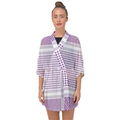 Square Purple Pattern Bead Purple Keffiyeh Purple Geometric Headdress Angle Violet Rectangle Half Sleeve Chiffon Kimono by Jancukart